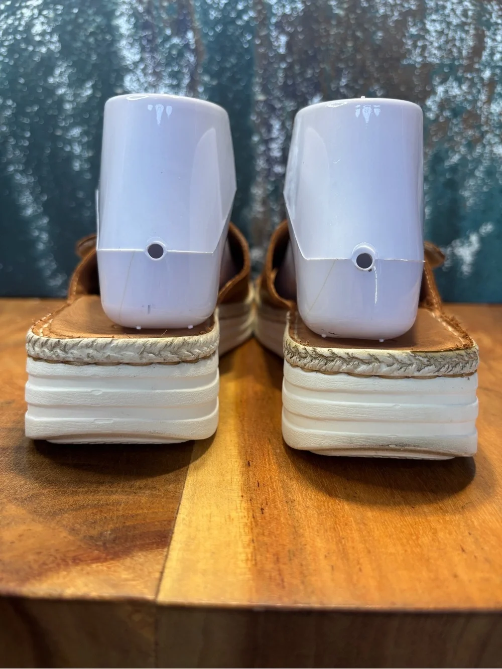 Luna Boho Italian Leather Platform Slide Sandals Tan EU 39 US 8.5 VGUC